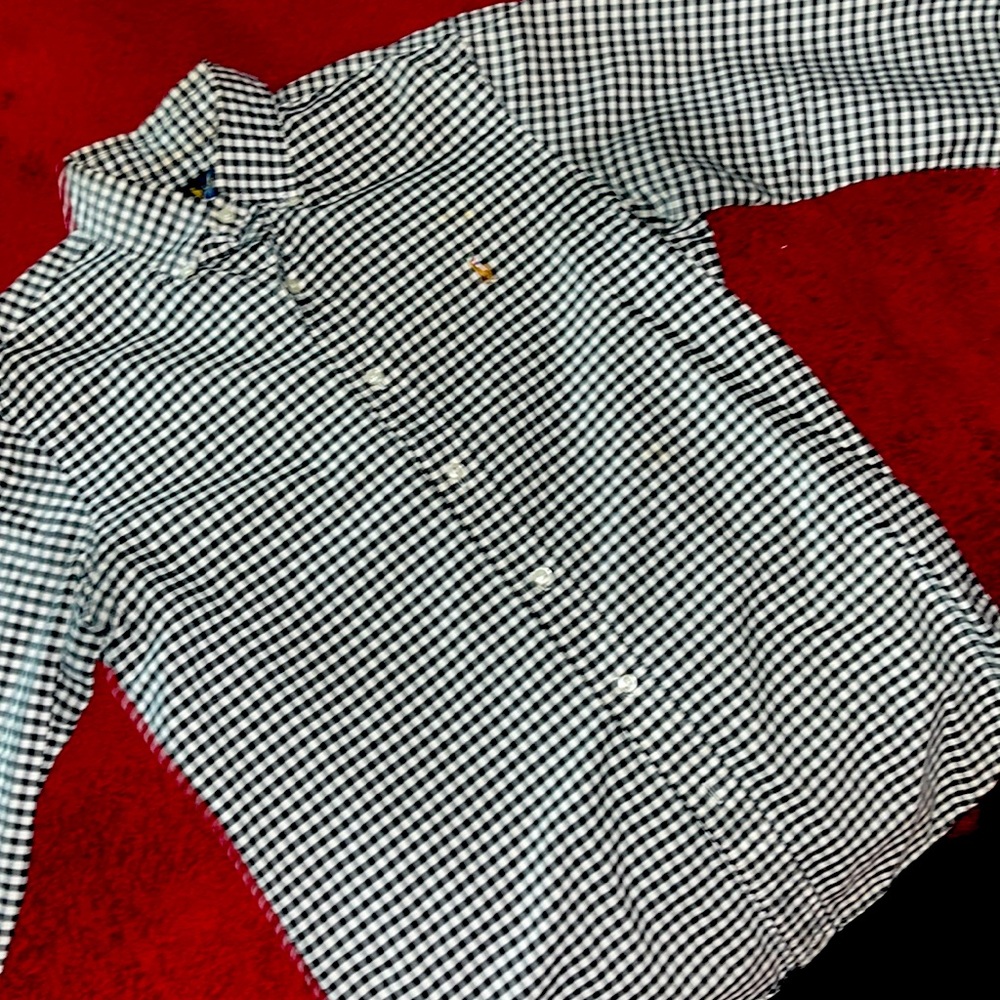 Black checkered polo Ralph Lauren button down.